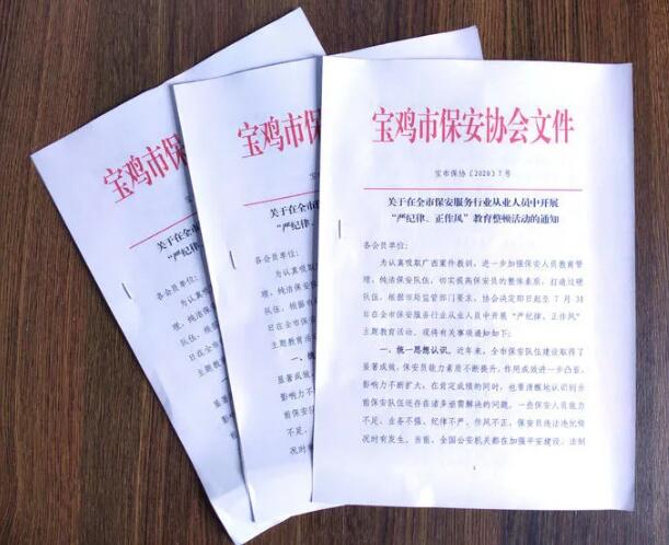 寶雞市開展保安服務(wù)行業(yè)“嚴紀律、正作風(fēng)” 教育整頓活動